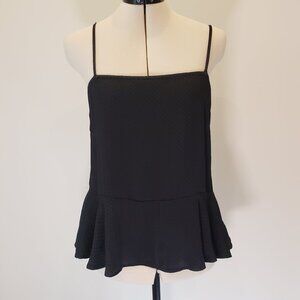 Intimately Free People Polka Dot Black Camisole Tank Top Flutter Hem Size XS